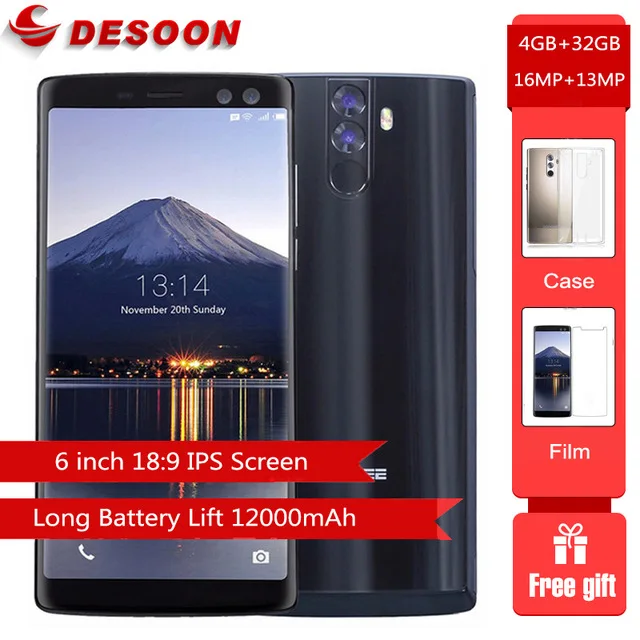 DOOGEE BL12000 смартфон 12000 мАч superbattery 6," 18:9 MT6750T Восьмиядерный 16 МП 4 камеры 4 ГБ 32 ГБ Android 7,0 мобильный телефон 4G