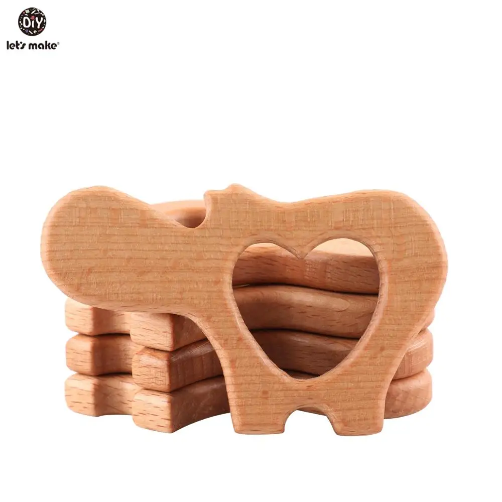 Let's Make-mordedor de madera de Animal para beb&eacute;, juguetes de dentici&oacute;n para beb&eacute;, cuidado bucal, aceite de oliva de haya, 10 Uds.-5