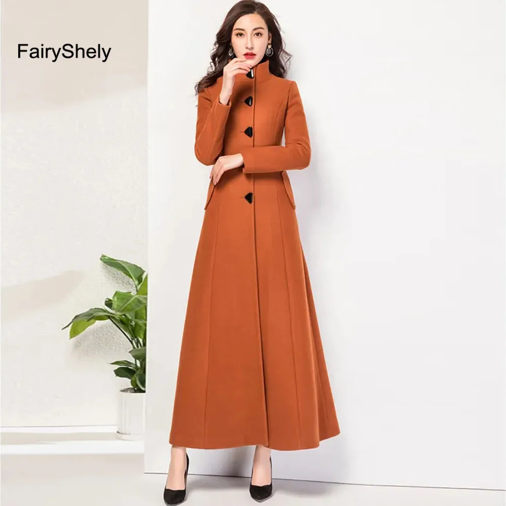FairyShely винтажное шерстяное пальто 2020 женское осенне зимнее новое длинное