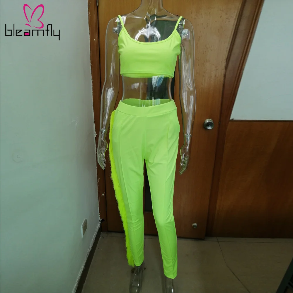 Новинка 2019 женский летний однотонный топ на бретелях и штаны с кисточками