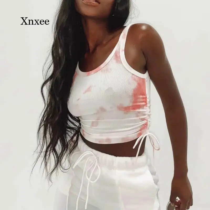 

Женский летний топ 2021, привлекательная Модная приталенная блузка с двойным шнурком, блузка без рукавов с диагональным воротником в стиле ре...