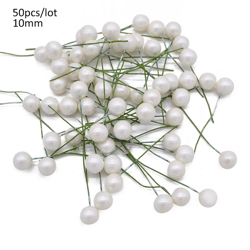 1 Set White Artificial Flower Fruit Stamens Cherry Christmas Plastic Pearl Berries for Birthday DIY Gift Box Decorated Wreaths - Color: A15