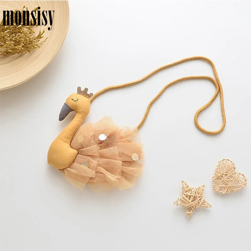 Monsisy новая сумка с лебедем для девочек кошелек и сумочка Детский блестящая