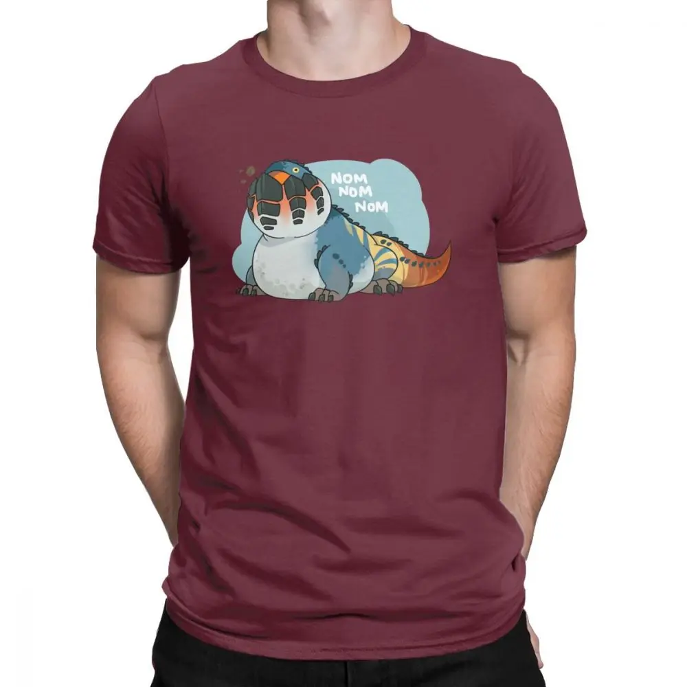 Dodogama Monster Hunter World футболки мужские хлопковые Забавные футболки футболка с круглым вырезом одежда с коротким рукавом Подарок Идея размера плюс - Цвет: Бургундия