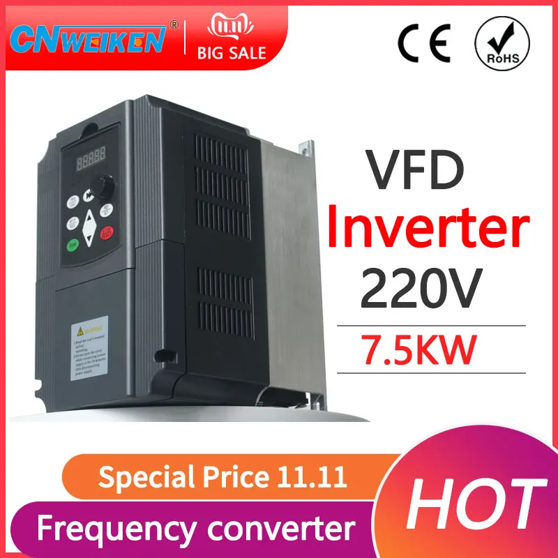 

7.5KW / 5.5KW VFD инвертор 220V VFD преобразователь частоты 3-фазный выходной инвертор привода для двигателя