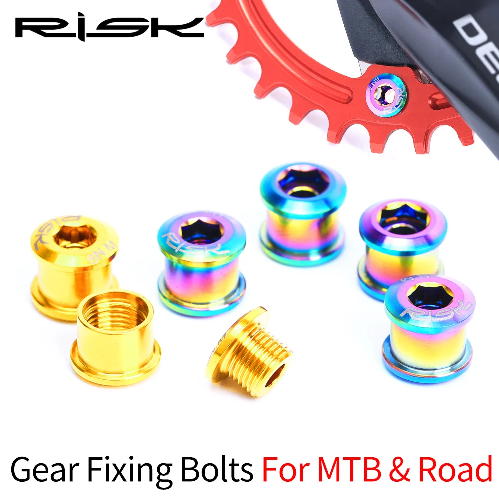 

RISK Bike Bicycle 6.5mm Gear Fixing Bolts For MTB Mountain & BMX Single Chainring XT Chainwheel Fixed Screws Nuts Bike Screw