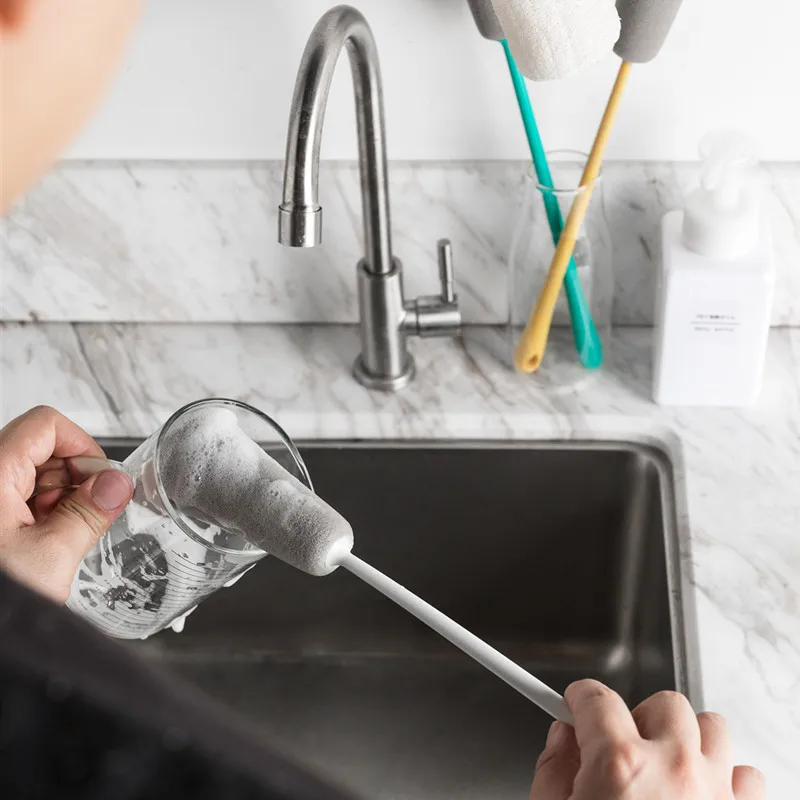 Силиконовая щетка для мытья бутылок с ручкой посуды стекло|Чистящие щетки| |