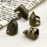 1pc vintage adjustable anti slip sewing thimbles bronze finger protector tools diy craft accessories household sewing embroidery