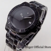 bliger pvd nh35a pt5000 japan miyota automatic men watch sterile dial black hand brush oyster band date magnifier rotating bezel