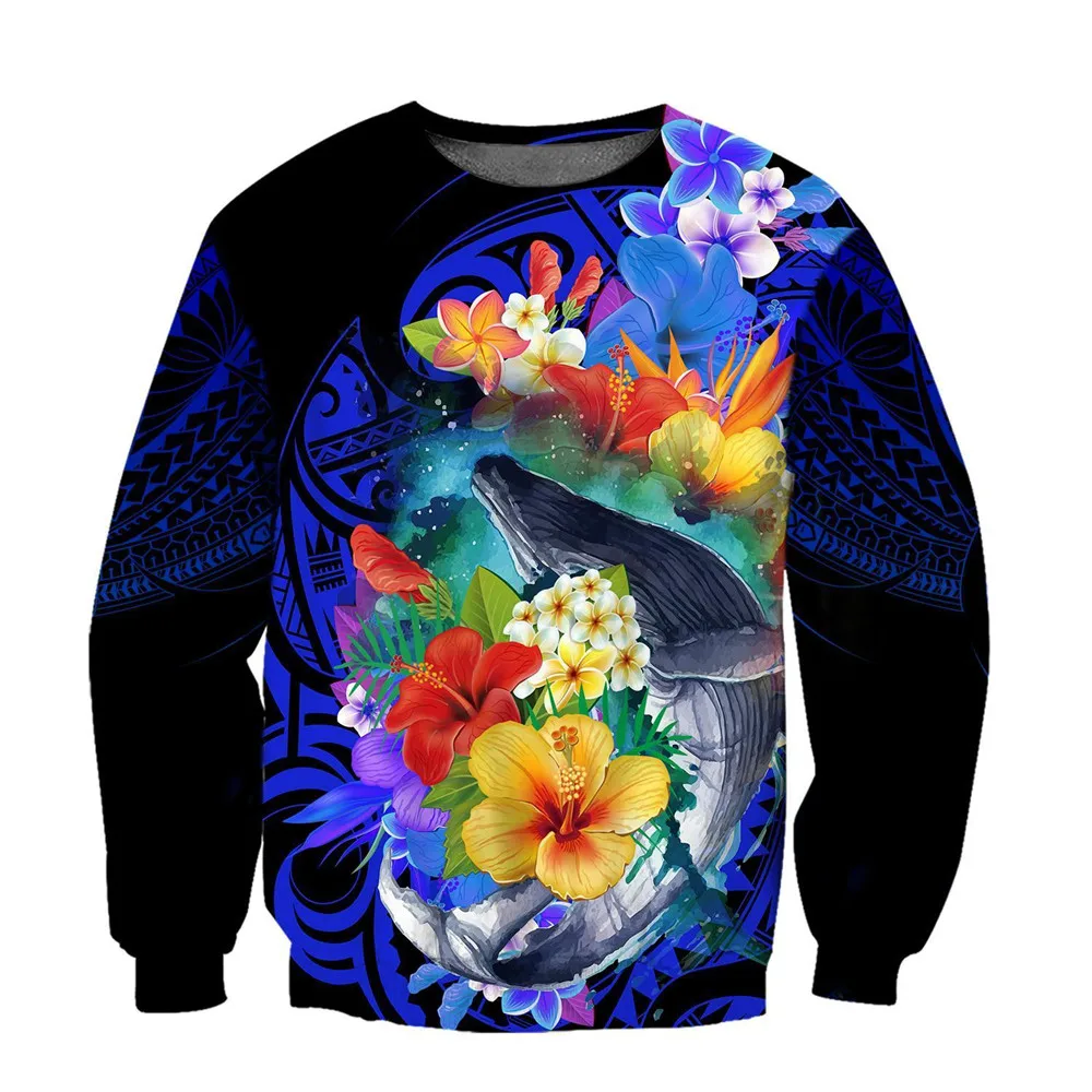 

CLOOCL Splicing Men Sweatshirt 3D Graphic Pohnpei Polynesian Tribe Tattoo Floral Print Pullovers Tops Harajuku Men Clothing