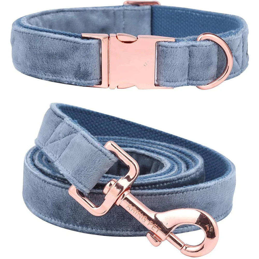 Бархатный ошейник и поводок для собак мягкие удобные регулируемые ошейники