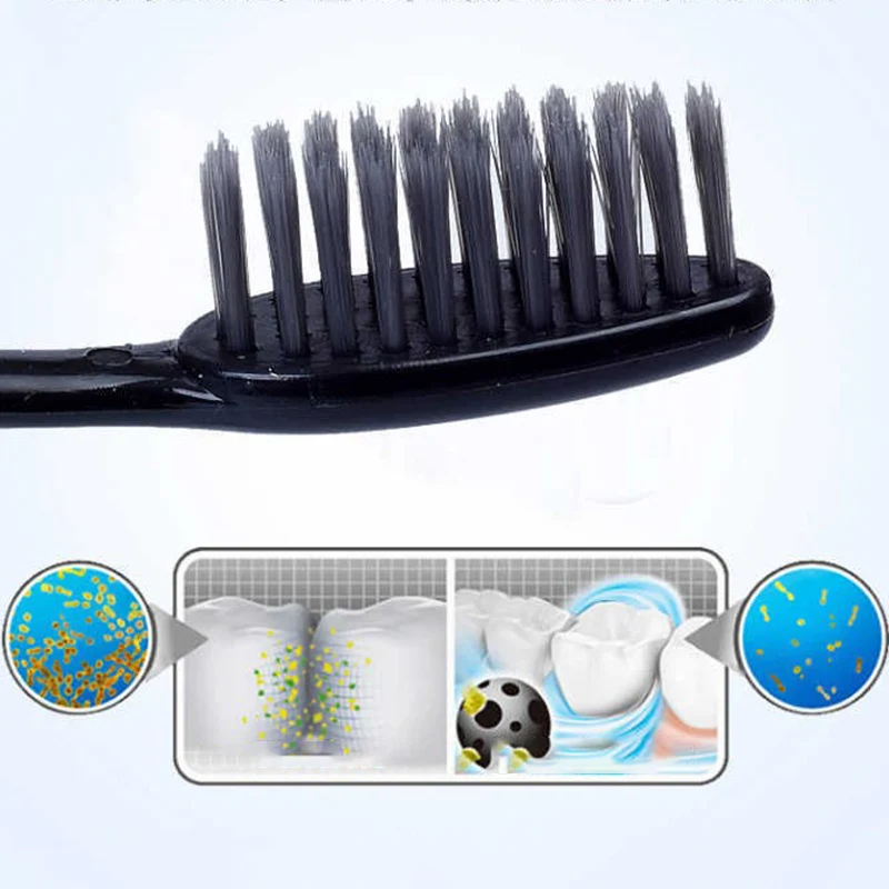 

10 Pieces Bamboo Toothbrush Soft Tooth Brush Charcoal Adults Toothbrushes
