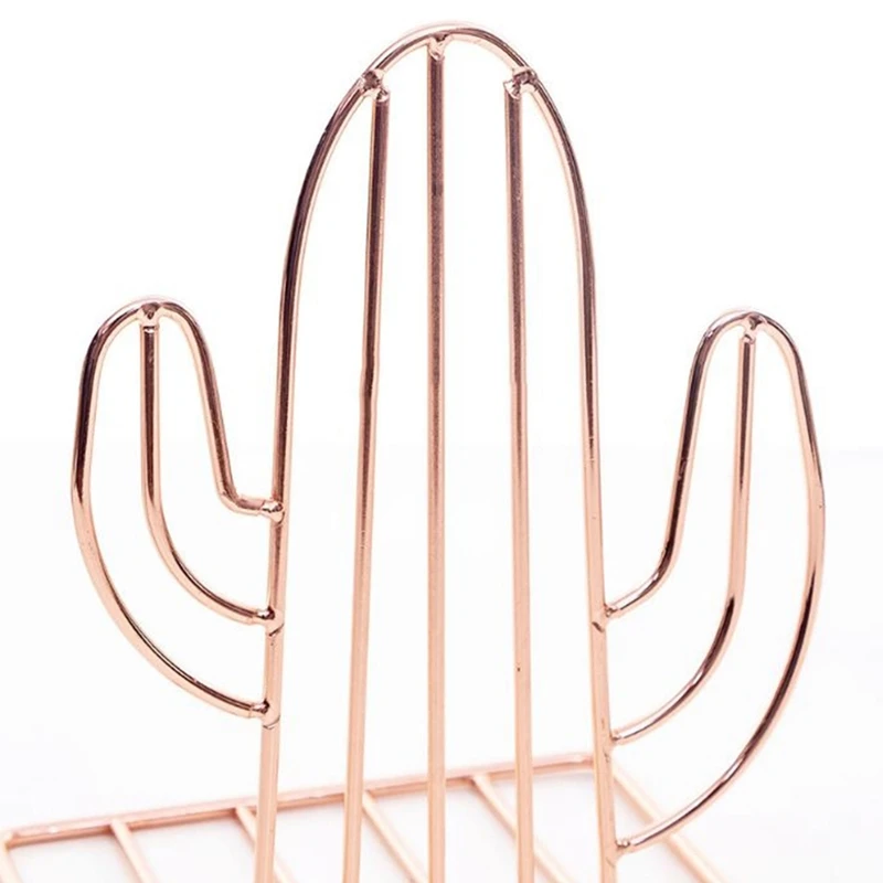 

2Pcs Cactus Shaped Metal Bookends Book Support Stand Desk Organizer Storage Holder Shelf