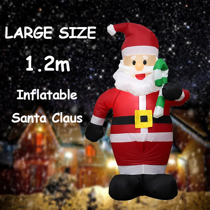 

1,2 м надувная кукла Санта-Клауса со светодиодсветильник кой, Счастливого Рождества, для помещений и улицы, для сада, вечеринки, украшения для...