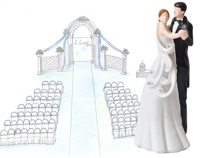 

Dancing Birde and Groom Cake Topper Figurines Cute Fat Couple Wedding Cake Topper Gifts Favors for Wedding Decoration Supplies