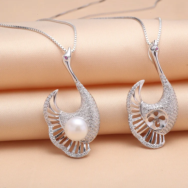 

S925 европейские и американские Аксессуары Серебряное жемчужное ожерелье Женская мода простой микро инкрустированный кулон