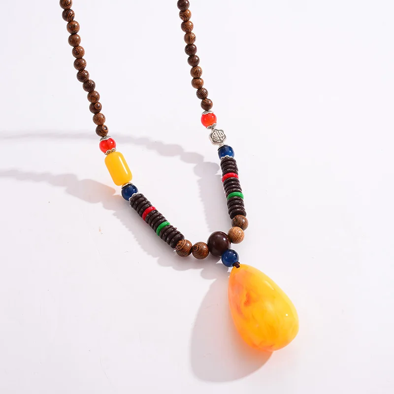 Мужские деревянные бусины HONGYE в стиле ретро украшения для свитера ожерелье