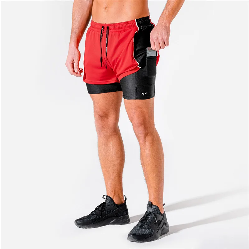 

2021 Summer Men 2 in 1 Quick Dry Compression Shorts Men Gym Bodybuilding Shorts Male Fitness Casual Brand Beach Homme Short