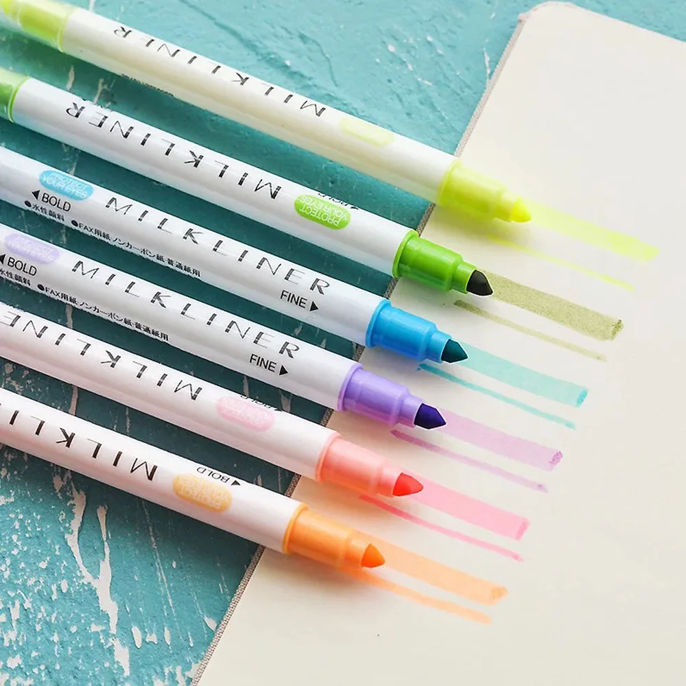 12 шт./партия хайлайтер канцелярские Мягкие накладки двуглавая флуоресцентная