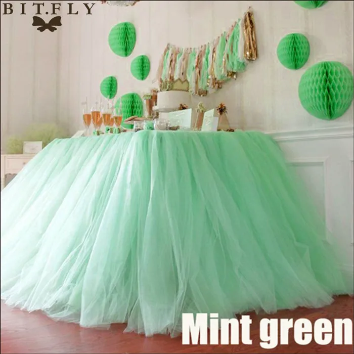 mint green 29 цветов, полиэстер, однотонная 100*80 см юбка-пачка для стола, рождественские принадлежности,, свадебная фатиновая юбка - Цвет: mint green