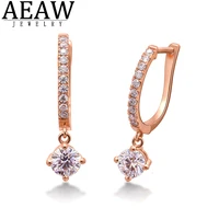 14k Rose Gold Solid Real Gold D color 0.5ct 5.0mm Round Excellent Cut Moissanite Drop Earring Fine Gift  Party Wedding Earring