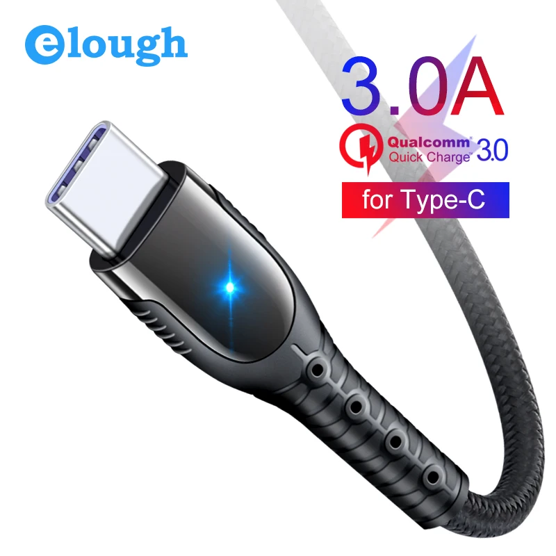 Elough usb type C кабель quick charge 4 0 для samsung note10 huawei p30 зарядный провод телефона зарядное