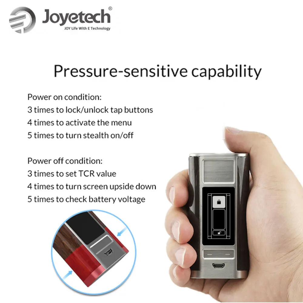 Оригинальная электронная сигарета Joyetech CUBOID TAP TC Mod Box 228 Вт