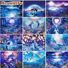 RUOPOTY Набор для рисования по номерам с рамкой, животные, Дельфин