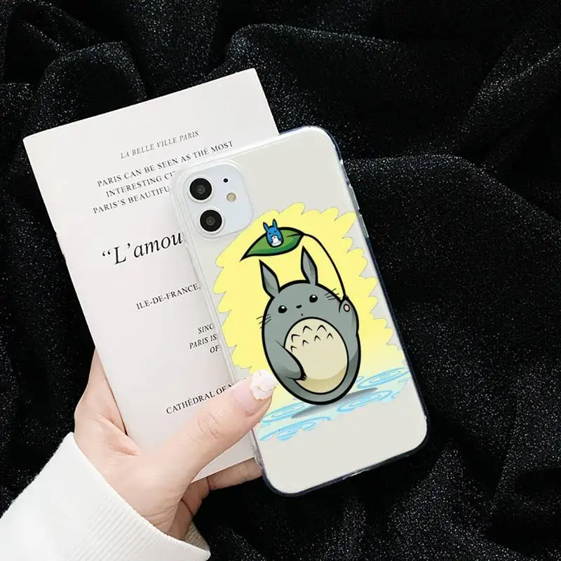 

Totoro Ghibli Miyazaki Cartoon Phone Case Transparent for iPhone 6 7 8 11 12 s mini pro X XS XR MAX Plus cover funda shell