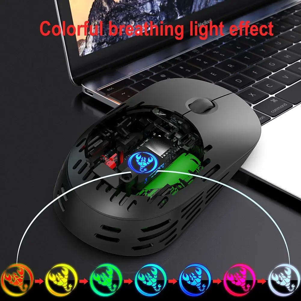

Lightweight Wireless Mouse Hollow Portable Business Mini Rechargeable RGB Mute Mouse For PC Laptop Desktop Computer