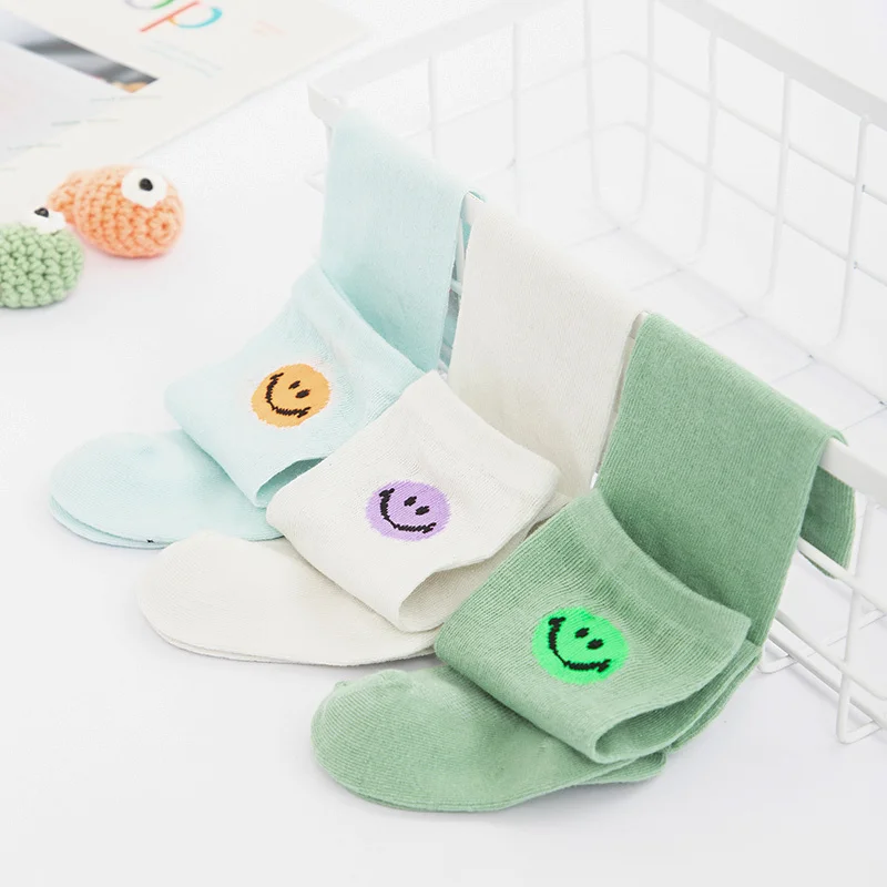 

3Pairs/Set Smiling Face Anti-Mosquito Socks Baby Warner Knee High Long Leggings Kids Thin Soft