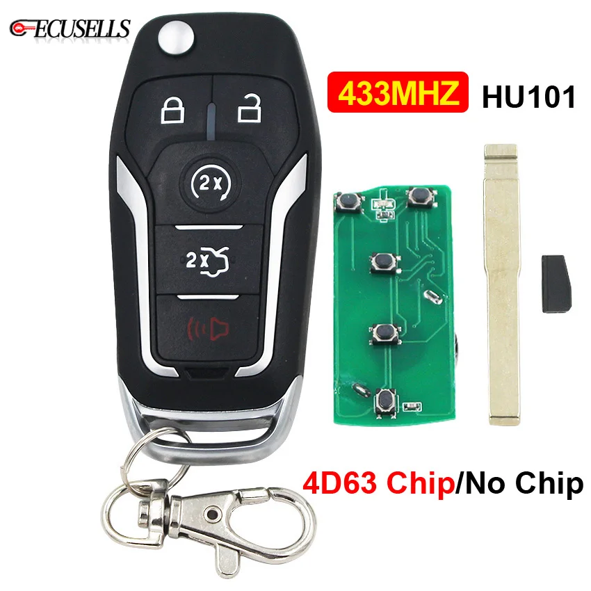 Складной дистанционный ключ с 3 кнопками умный Автомобильный брелок 433 МГц чипом