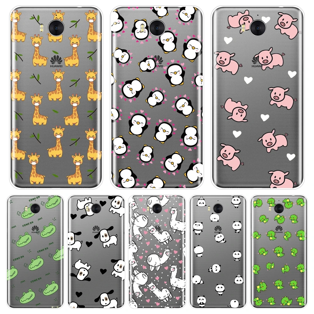 Pink Pig Dog Soft Silicone Phone Case For Huawei Y3 Y5 Y6 II Y7 2017 Pro Back Cover For Huawei Y5 Y6 Y7 Prime 2018 Y9 2019 Case