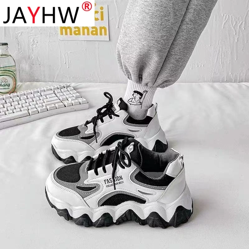 

Женские удобные дышащие кроссовки JAYHW, Новая модная женская обувь, Нескользящие кроссовки на шнуровке, осенние кроссовки на платформе