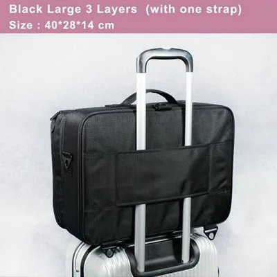 black L 3 Layers Брендовый женский высококачественный профессиональный органайзер для макияжа Bolso Mujer, косметичка, большая емкость, чехол для хранения, многослойный Чехол для костюма - Цвет: black L 3 Layers