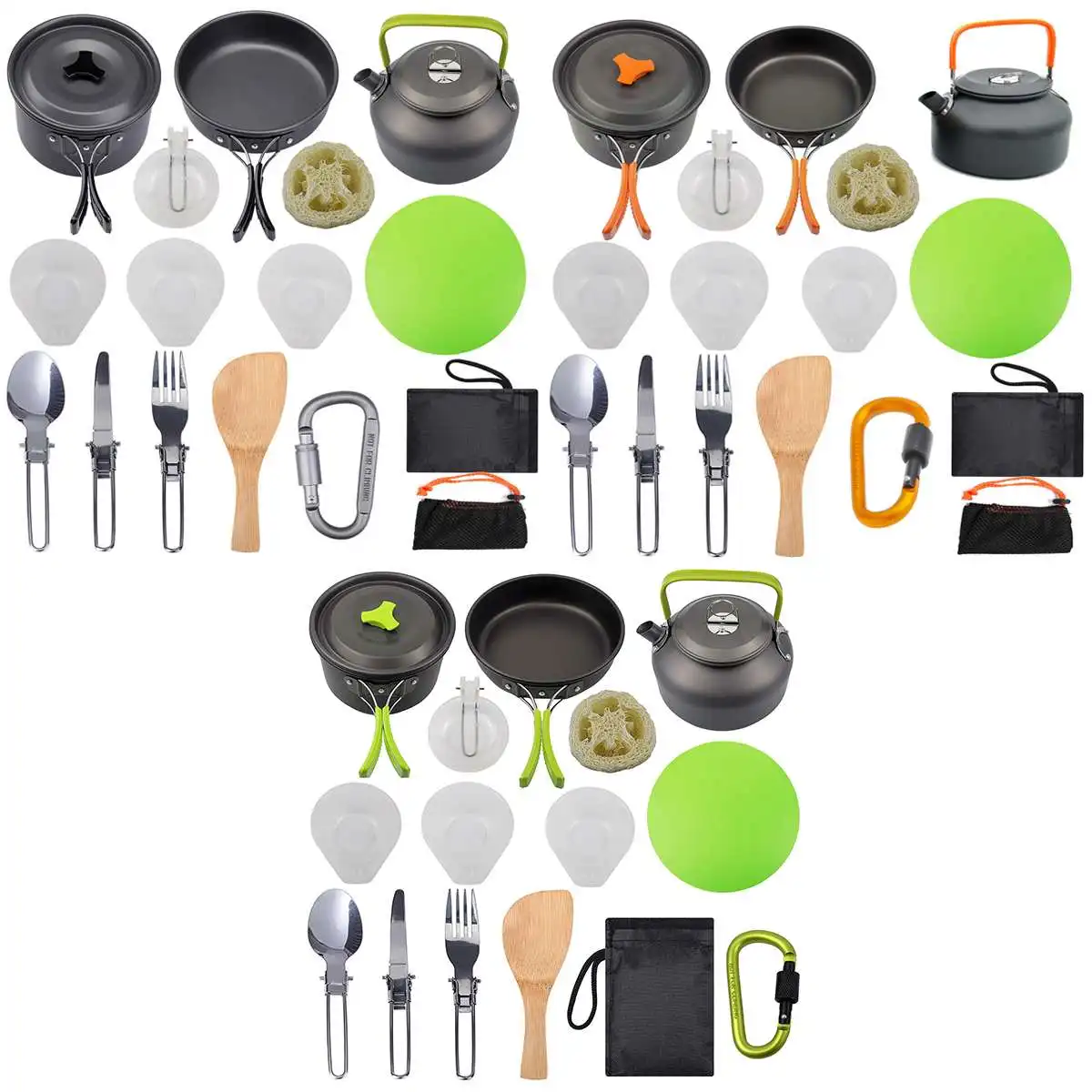 

16pcs Outdoor Portable Aluminum Alloy Camping Pot Cookware Pans Kettle Set Utensils Outdoor Cooking Teapot Picnic Tableware