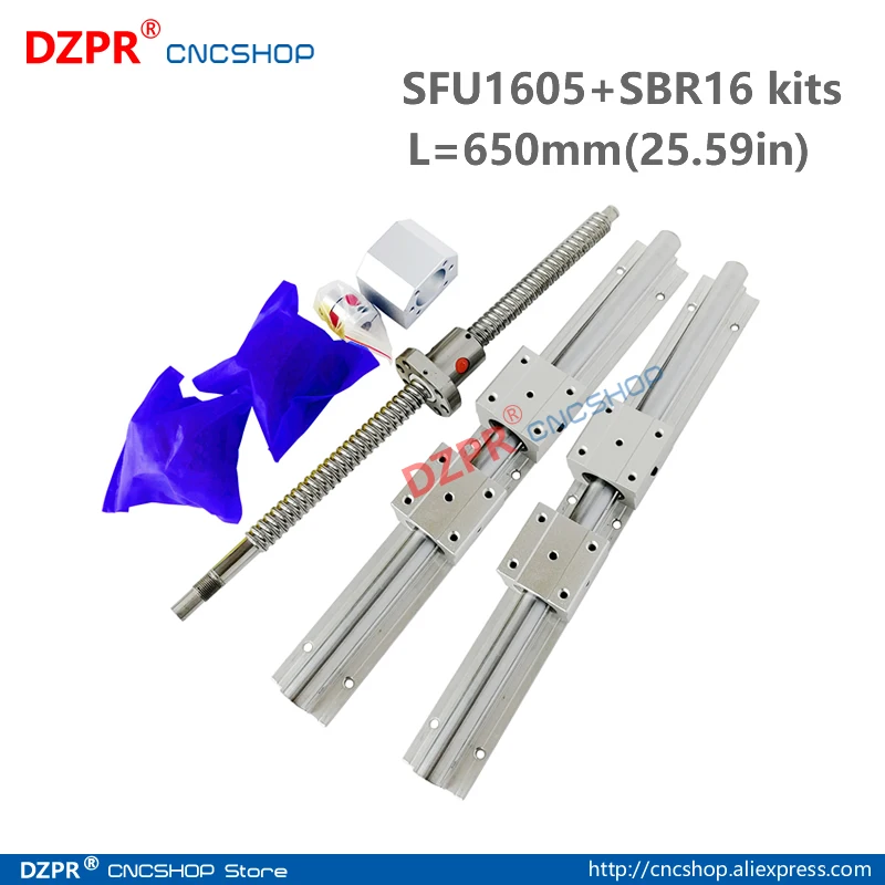 Комплект деталей для ЧПУ SFU1605 650 мм дюйма + SBR16 рельсовый SBR16UU блок BK12/BF12 концевая