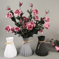 17cm10cm size hip shape plastic material vase imitation ceramic flower vaseplastic flower vase for home decoration