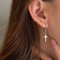 european and american style cross ring chain earrings simple personality trendy earrings earrings crochet earrings for women