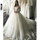 Новинка, великолепное бальное платье MYYBLE с длинным рукавом, кружевные свадебные платья, свадебное платье, платье знаменитости, роскошное бальное платье