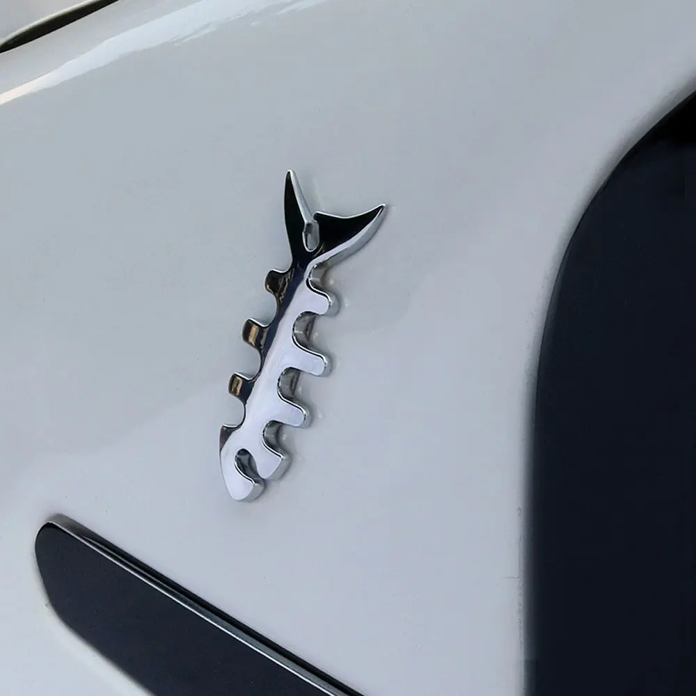 Фото DSYCAR 1 шт. 3D металлическая Рыба кости эмблема наклейка автомобиль внедорожник корпус внешняя крышка наклейки сделай сам автомобиль-Стайлинг ... №3