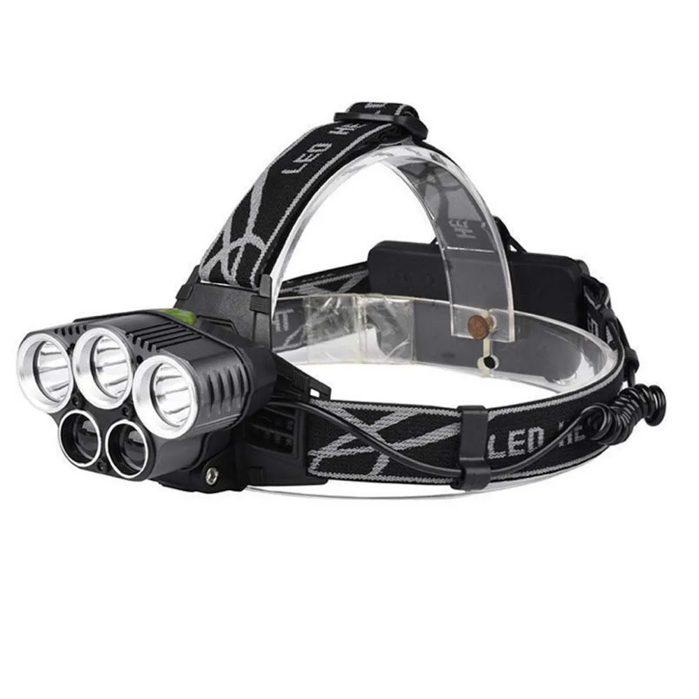 

5 lights T6 long-range headlights USB charging outdoor camping hunting hiking searching night fishing night riding headlamps