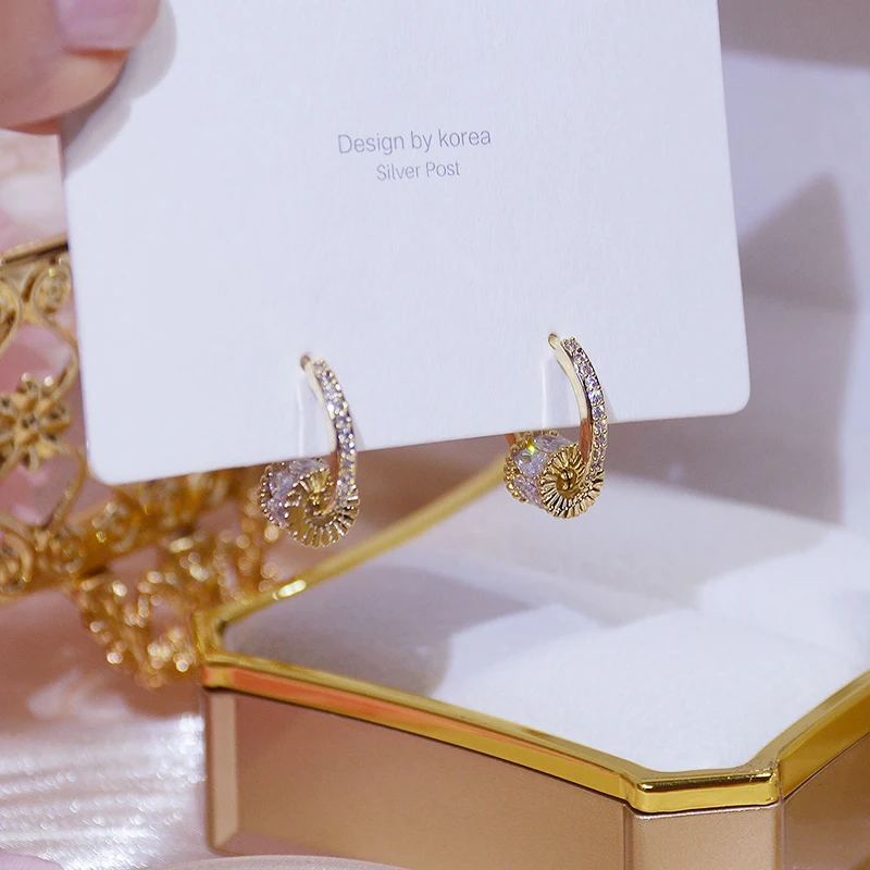 

Vintage Elegant 14k Real Gold Jewelry Good Luck Hoop Earrings for Women Charming High Quality AAA Zirconia Party Ins Hot Gift