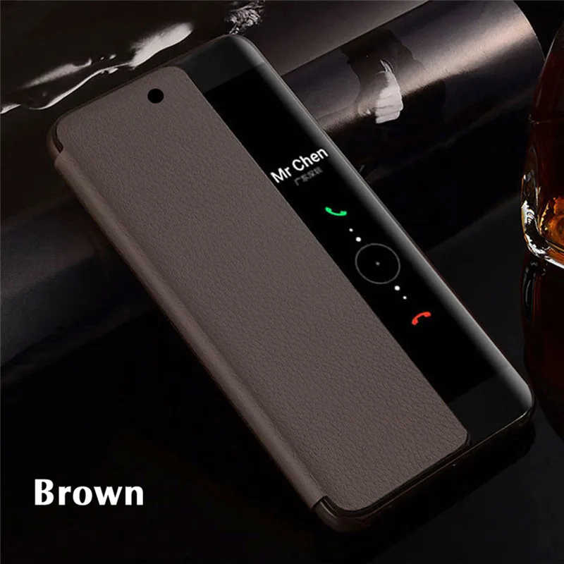 Brown Роскошные Смарт-Защитные чехлы для Huawei Mate 20 Pro Mate 10 Pro, автоматический режим сна, откидная крышка для Huawei P20 Pro P20 Lite P10 Pro - Цвет: Brown