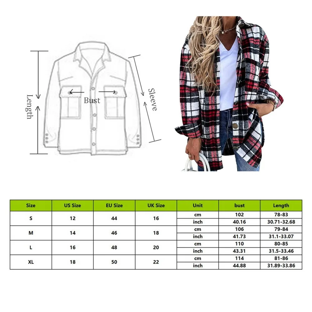 

Autumn Casual Plaid Long Sleeve Lady Jacket Women Vintage Turn-Down Collar Tops Coat Elegant Female Single Breasted Outerwear