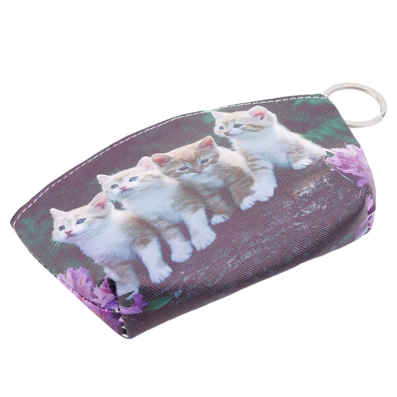 Новинка мужской кошелек кожзам кошка портмоне печати брелок для ключей коробка