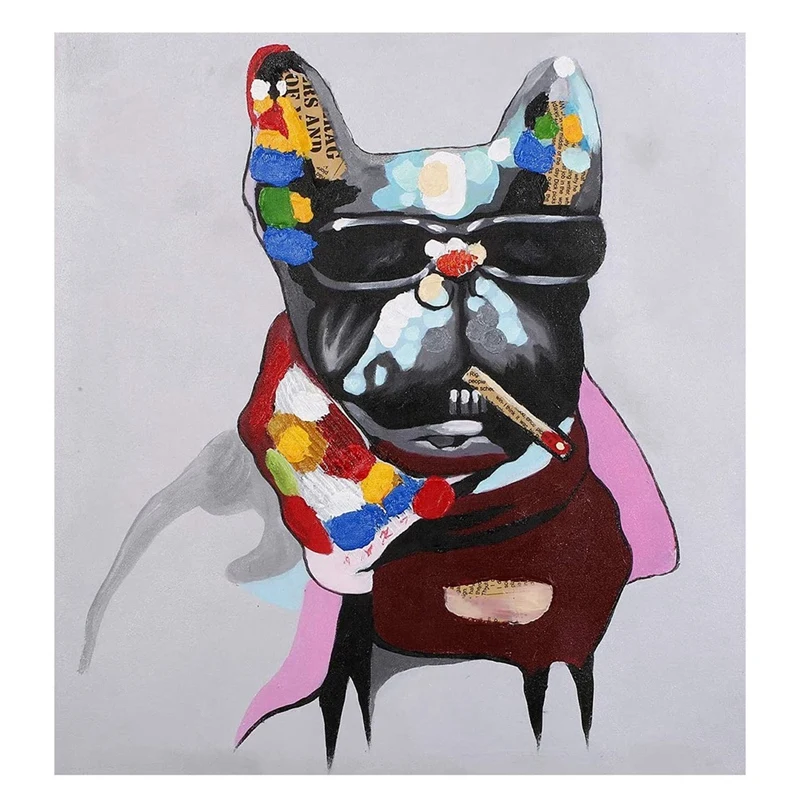 

DIY Diamond Painting Kits for Adults, Full Drill Crystal Rhinestone Painting Kit for Home Decoration French Dog Smoking