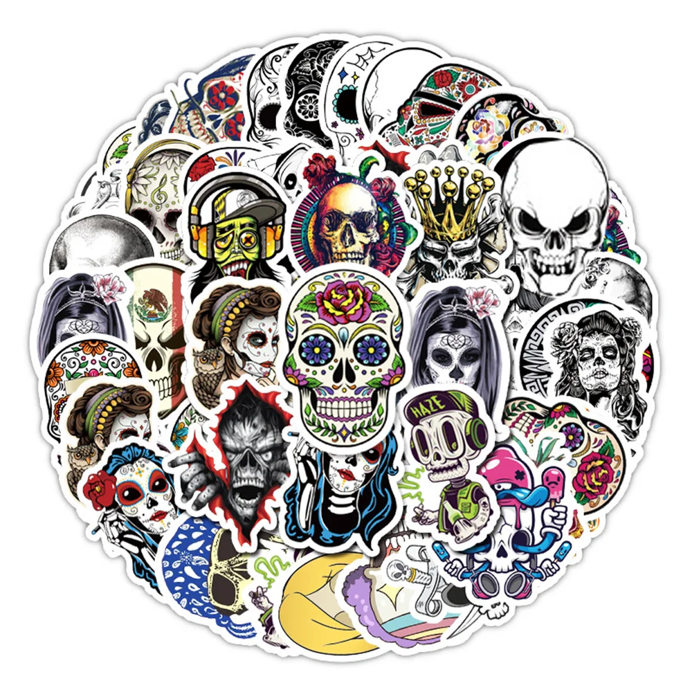 103050pcs horror gothic rock skull sticker skateboard laptop motorcycle phone bike luggage cool graffiti sticker decal kid toy free global shipping