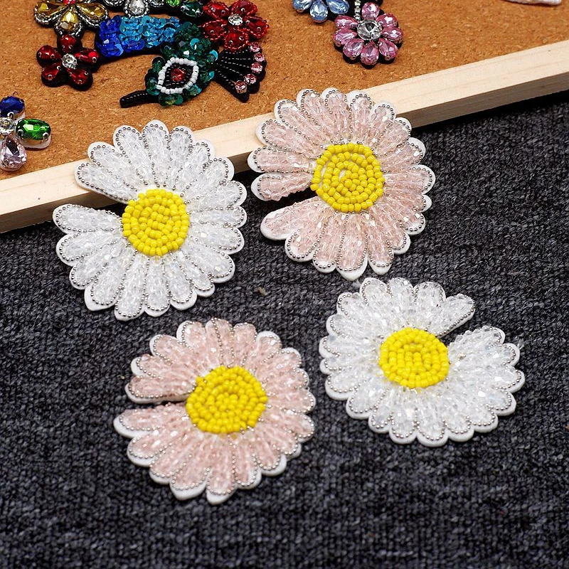 Тканевые 3D наклейки ручной работы с бусинами для сумок аксессуары одежды