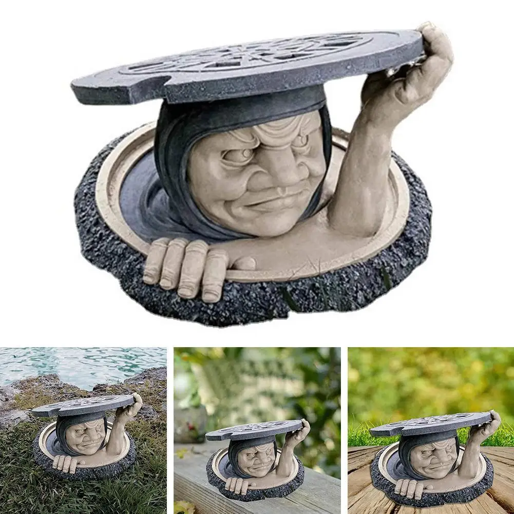 

De Dweller Hieronder Tuin Standbeeld Hars Sculptuur Ornament Outdoor Decoratie Twee-Tone Steen Afwerking Home Tuin Art Decor